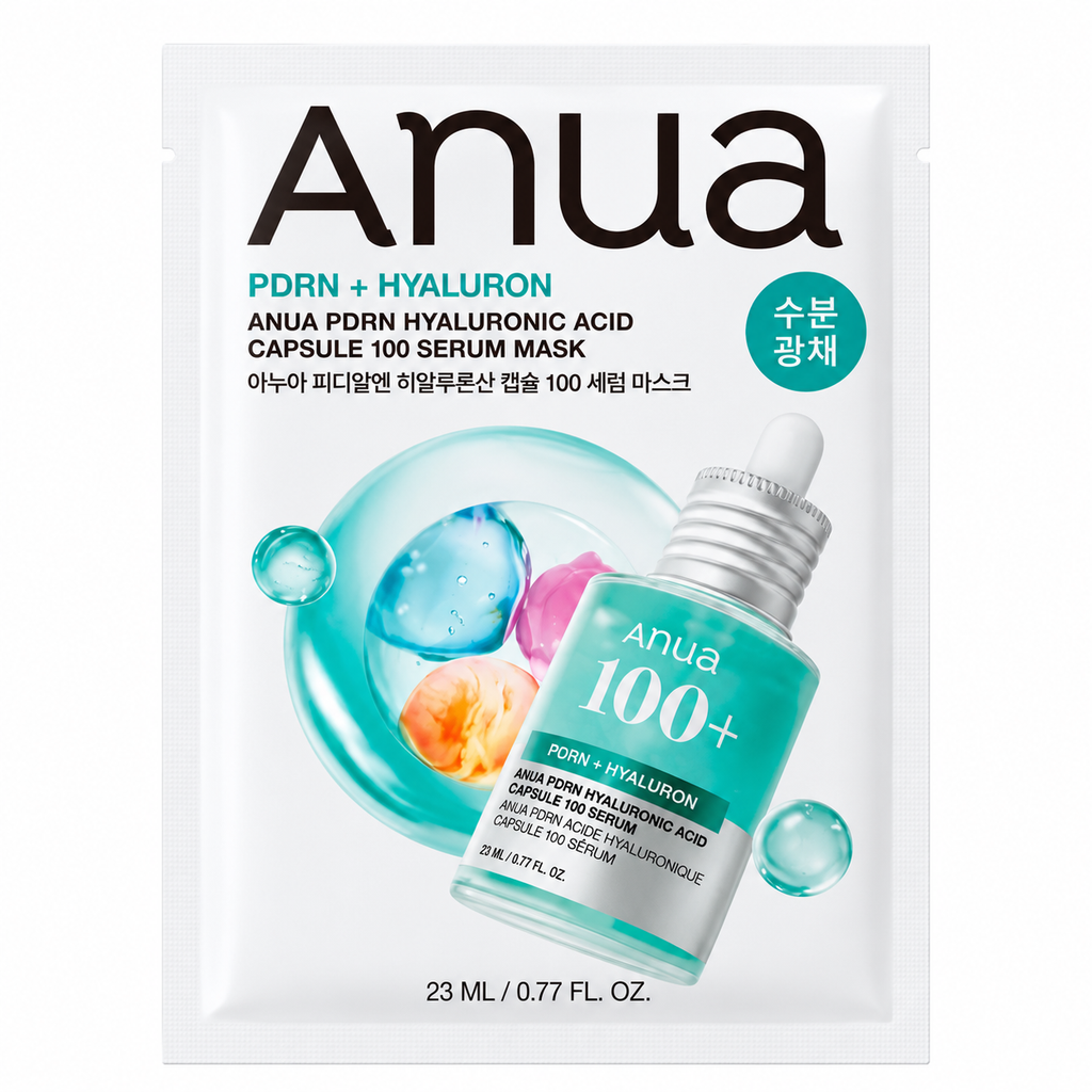 ANUA PDRN Hyaluronic Acid Capsule 100 Serum Mask 23 ml – korejska hidratantna maska za lice u bijelom pakovanju sa tirkiznim detaljima