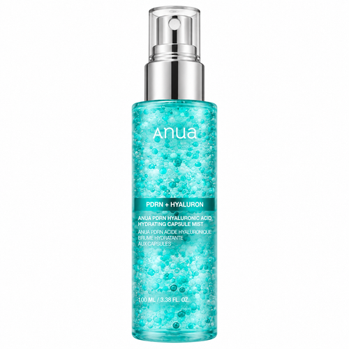 ANUA PDRN Hyaluronic Acid Hydrating Capsule Mist 100 ml – korejski hidratantni sprej za lice u tirkiznom pakovanju sa kapsulama