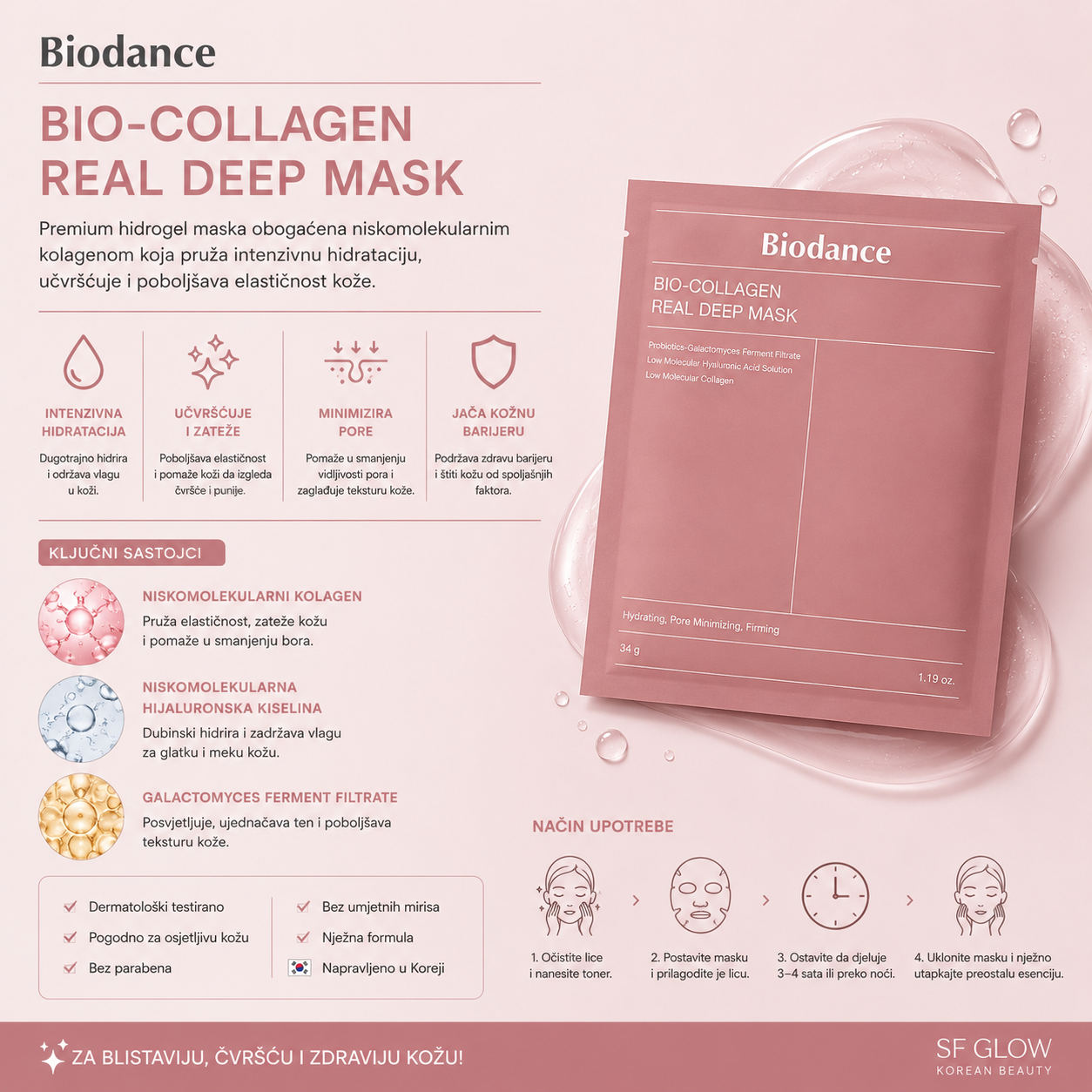 Biodance Bio-Collagen Real Deep Mask with low molecular collagen and hyaluronic acid