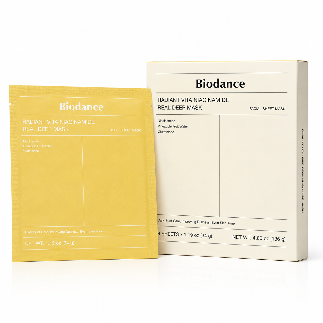 Biodance Radiant Vita Niacinamide Real Deep Mask 4 Sheets Korean hydrogel face mask