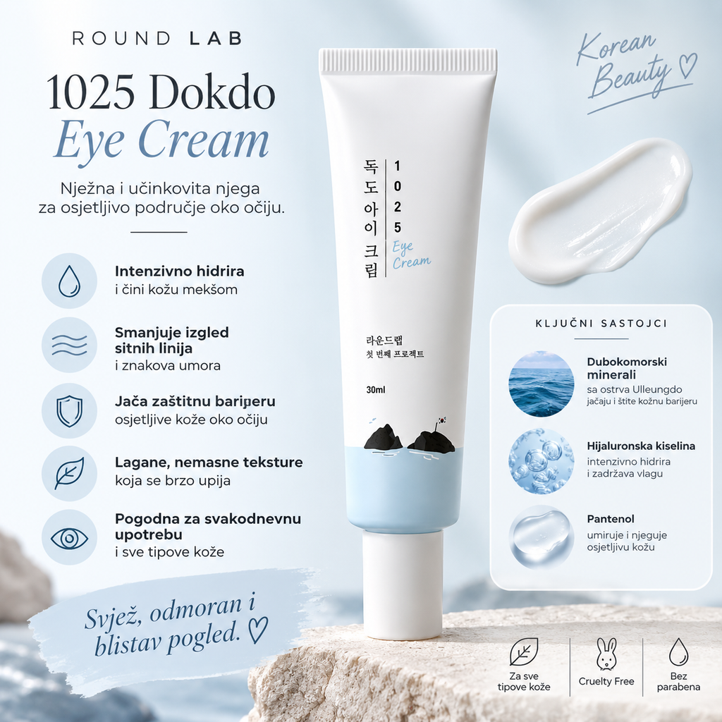 Round Lab 1025 Dokdo Eye Cream with deep sea minerals, hyaluronic acid and panthenol