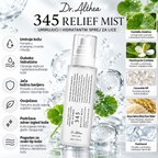 Dr. Althea 345 Relief Mist – infografika sa prednostima hidratacije, umirivanja kože i podrške kožnoj barijeri, uz centelu, ceramide i pantenol