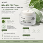 ANUA Heartleaf 70 krema sa Heartleaf ekstraktom i ceramidima za umirivanje, hidrataciju i podršku kožnoj barijeri