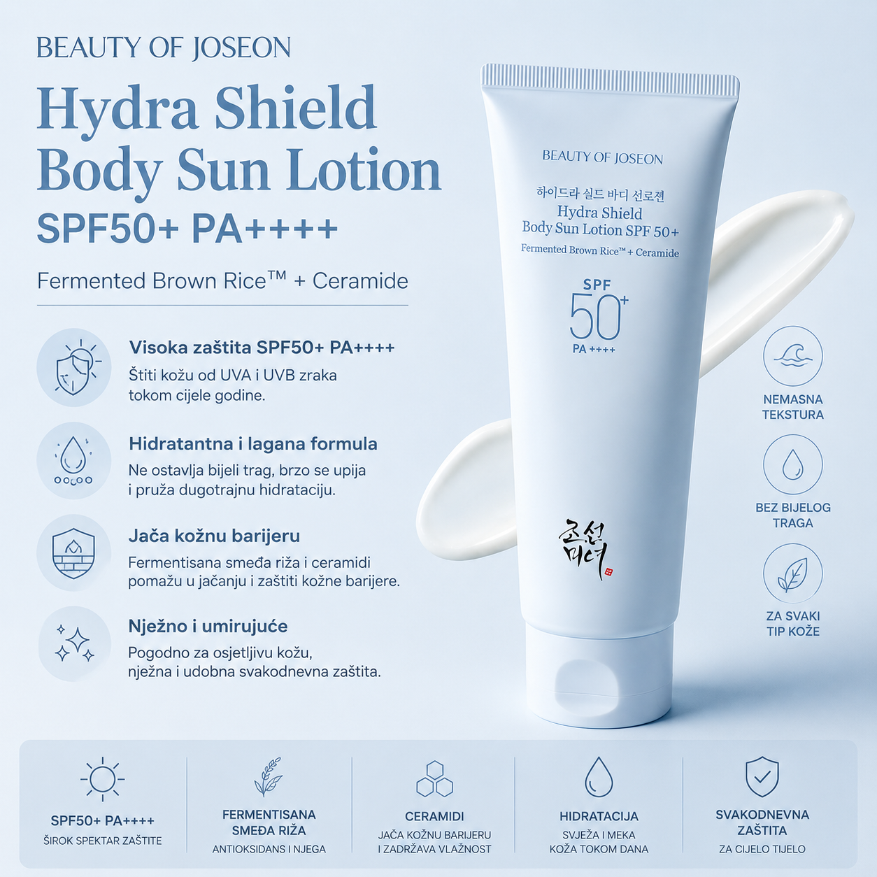 Beauty of Joseon Hydra Shield Body Sun Lotion – SPF50+ PA++++ zaštita, hidratacija i njega kožne barijere
