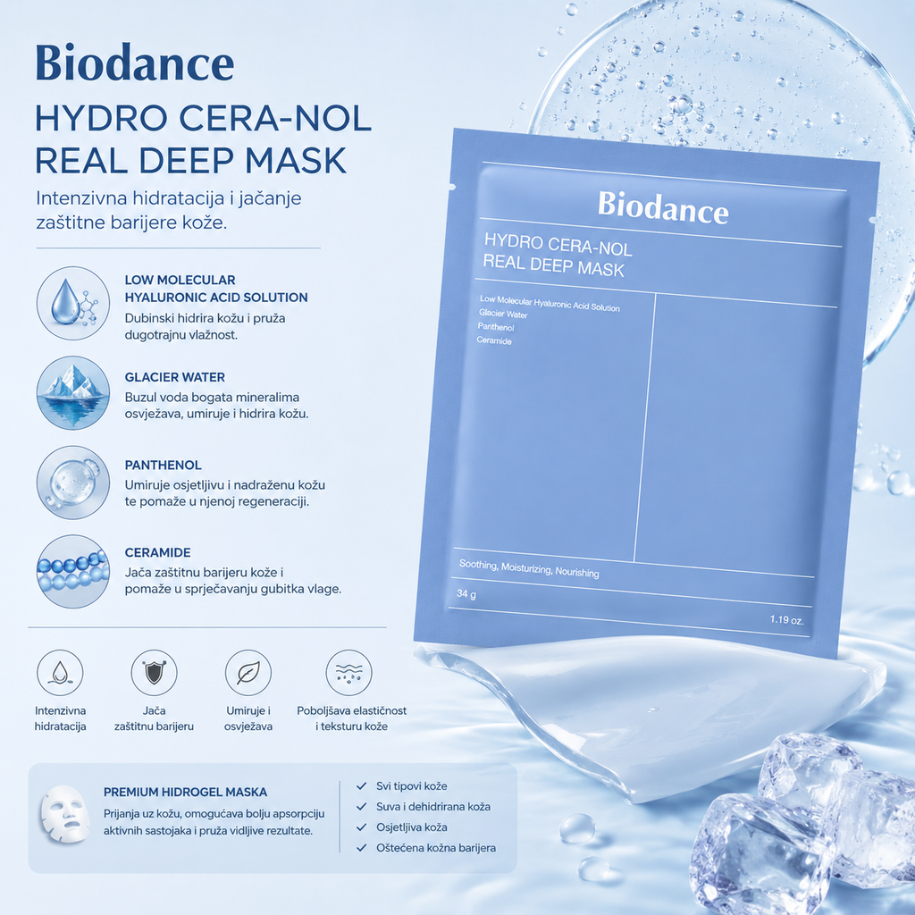 Biodance Hydro Cera-Nol Real Deep Mask with ceramide, panthenol and hyaluronic acid