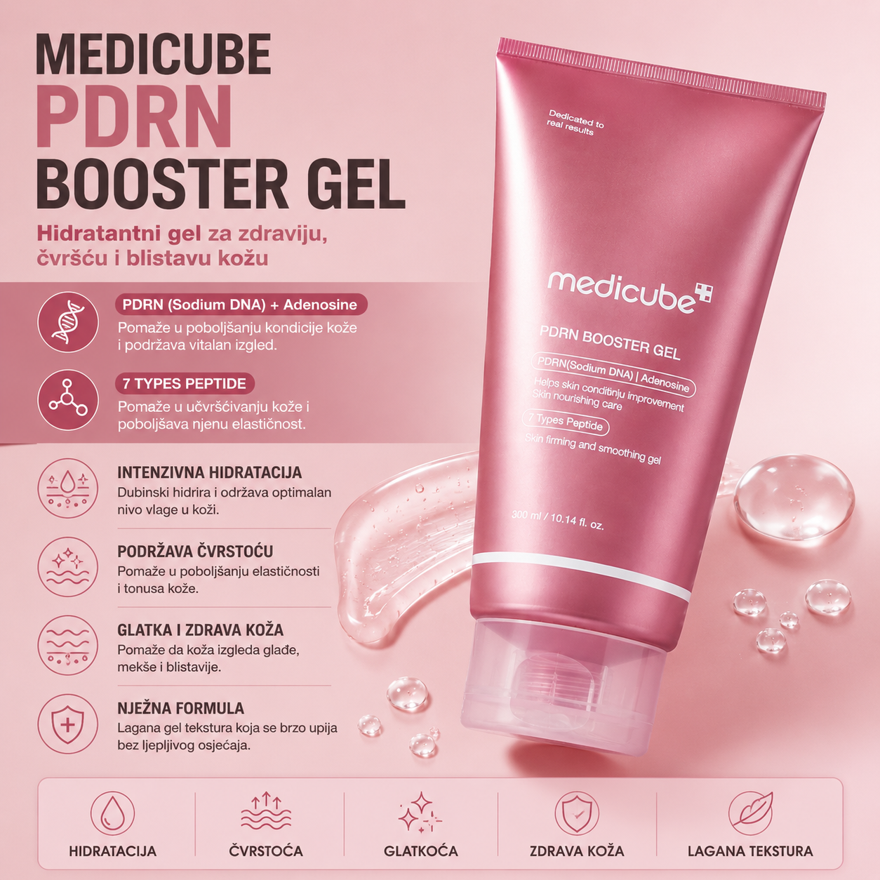 Medicube PDRN Booster Gel za hidrataciju, čvrstoću, elastičnost i glađi izgled kože