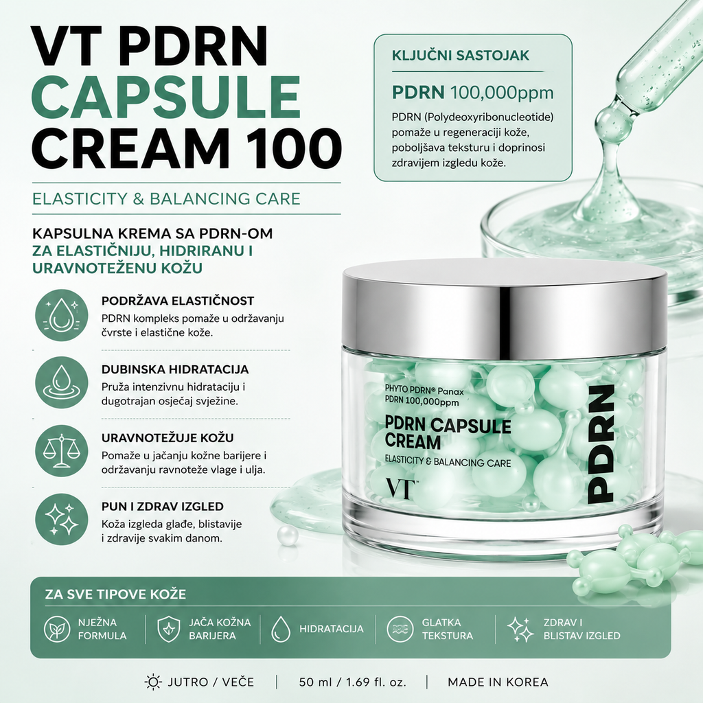 VT PDRN Capsule Cream 100 sa PDRN-om za hidrataciju, elastičnost, glatkoću i njegu kožne barijere
