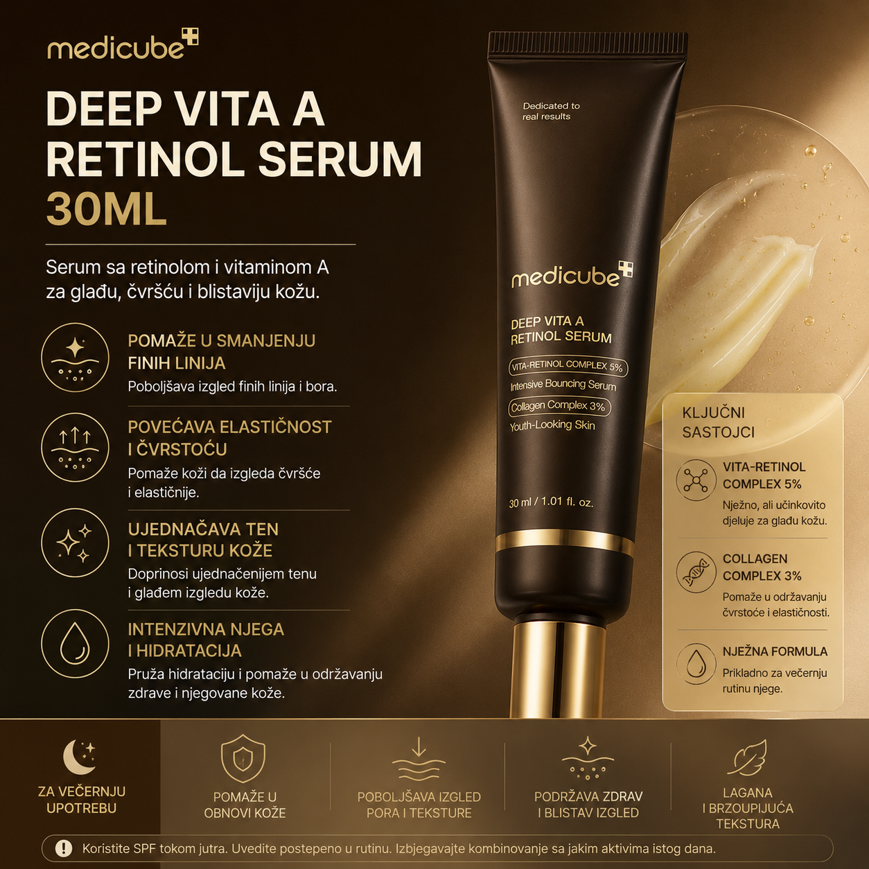Medicube Deep Vita A Retinol Serum za njegu finih linija, čvrstoće, elastičnosti i teksture kože