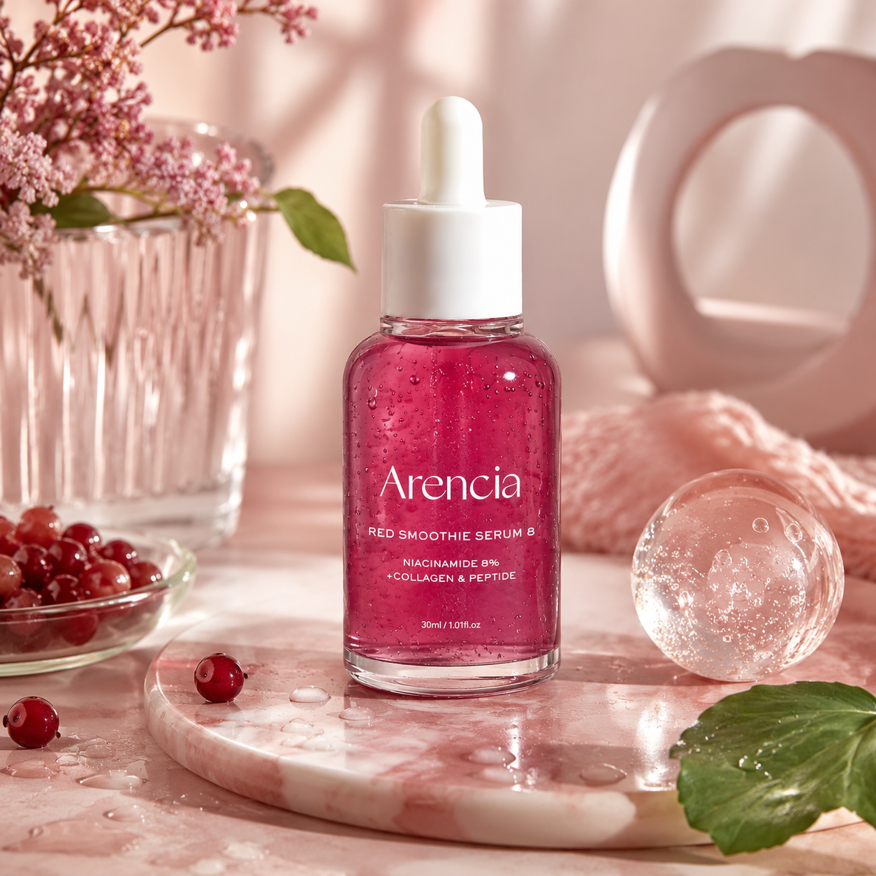 Arencia Fresh Red Smoothie Serum 8 30 ml za blistaviji, glađi i svježiji izgled kože