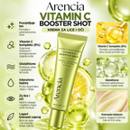 ARENCIA Vitamin C Booster Shot – prikaz prednosti kreme sa vitaminom C i glutationom za ujednačavanje tena, hidrataciju i blistav izgled kože lica