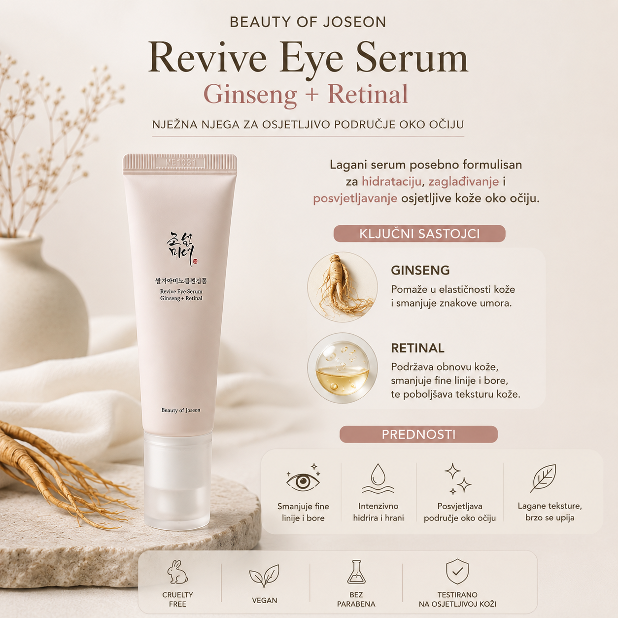 Beauty of Joseon Revive Eye Serum protiv bora i finih linija